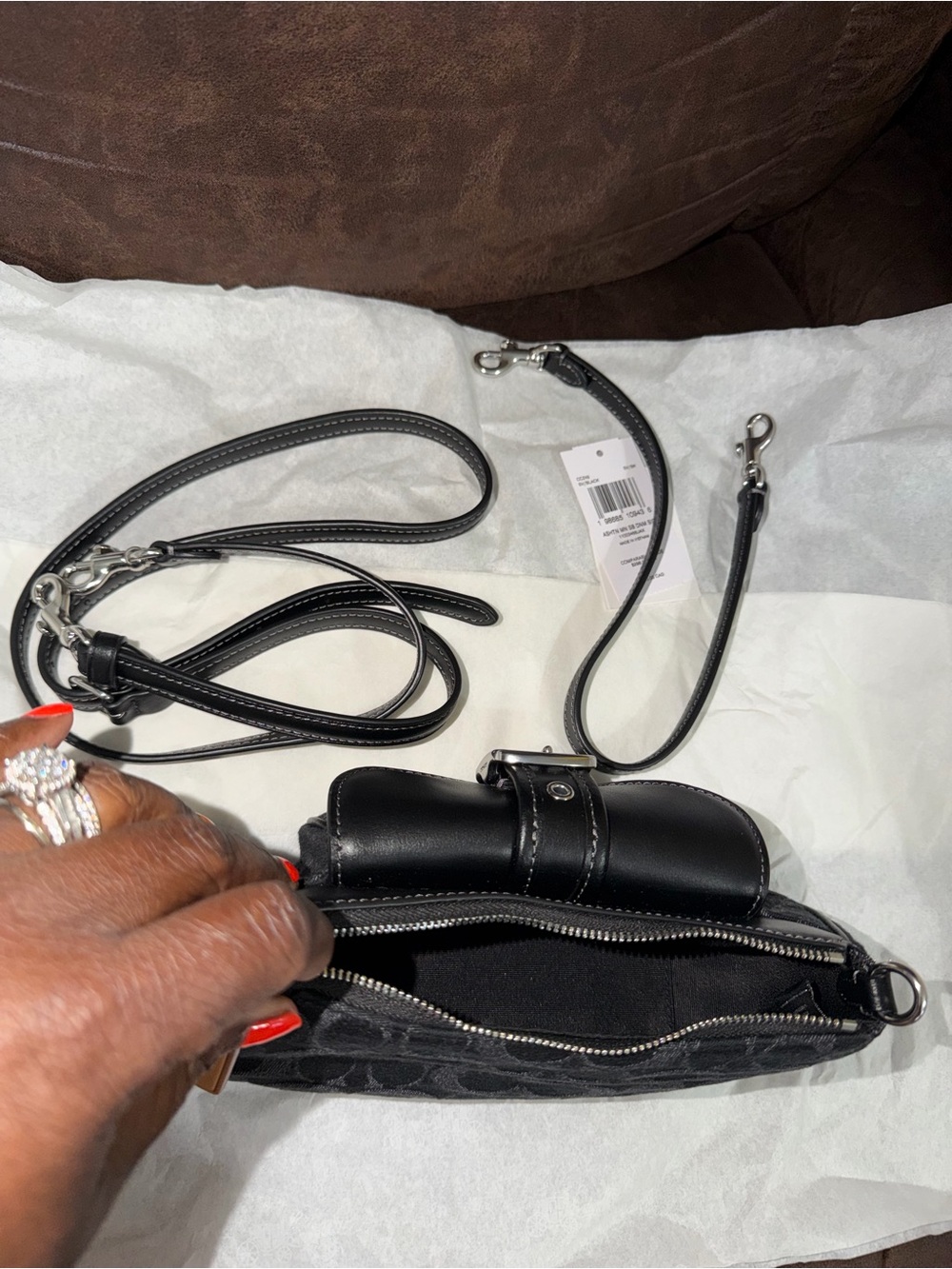 Coach Black Signature Canvas Mini Shoulder Bag with Buckle Detail - Picture 4 of 4